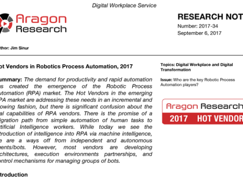 Aragon Research – Hot Vendors in Robotics Process Automation 2017